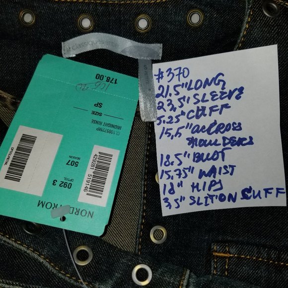 #370 NWT Classique Entier Grommet Denim Jacket SP - Picture 8 of 9